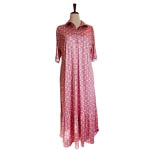 Vintage-Inspired Red Midi Shirt Dress | Size M | Western Cottagecore Style